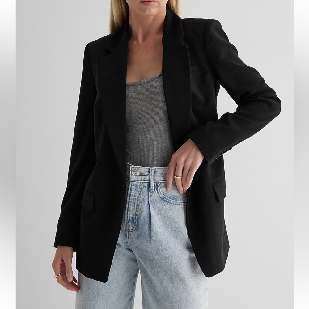 Express One Button Cinched Boyfriend Blazer